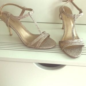 Gold sparkle heels